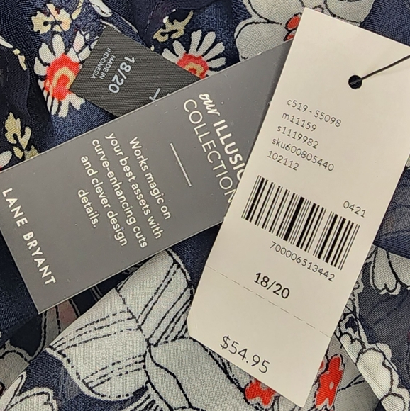 Lane Bryant Navy Floral Kimono Cardigan With Waist Drawstring Size 18/20 NWT - Picture 7 of 7